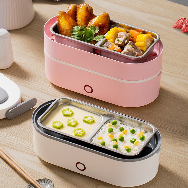 Electric Heated Lunch Box Portable Bento Box Fast Heating Bento Box 1/2 Layer Food Storage Container For Student Office Worker