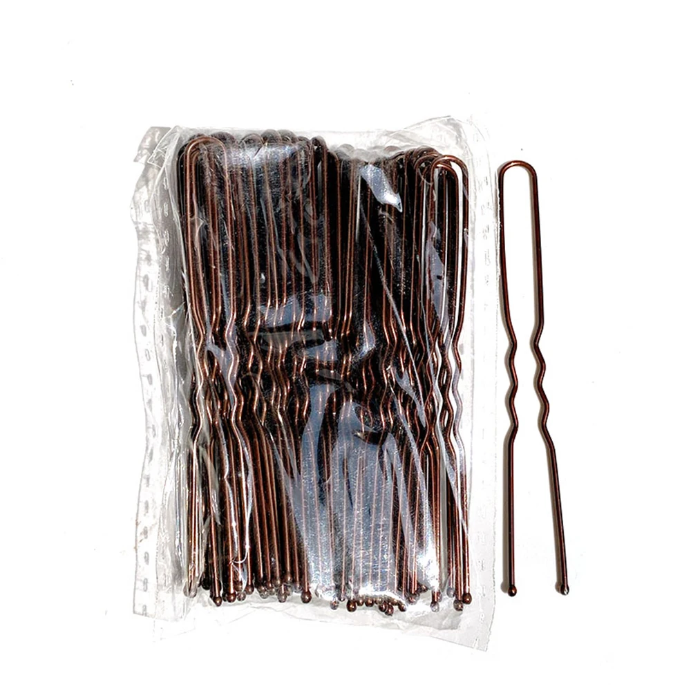 50Pcs Women 5/6/7 cm Hair Waved U-Shaped Bobby Pin Barrette Salon Grip Clip Bridal Hairpins Black Metal Hair Accessories For Bun: Pink