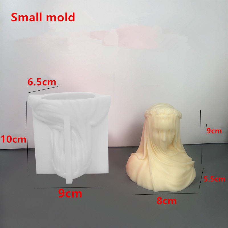 Molde de silicona con forma de vela para mujer, escultura de busto antiguo, cuerpo de silicona, decoración del hogar, yeso: small mold
