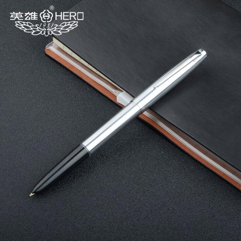 Financiële Tip 0.38Mm Extra Fijne Vulpen Zilver Kleur Pijl Clip Inkt Pennen Stalen Metalen Klassieke Hero 338 Kantoor school