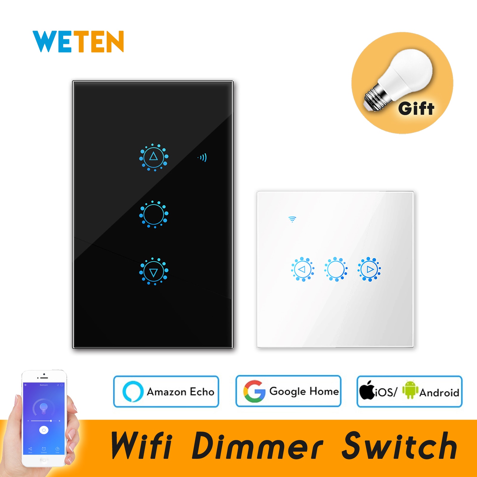 Wifi lysdæmper smart light touch wall switch 220v 110v ewelink app arbejde med alexa google home eu us hvid sort guld wifi lysdæmper