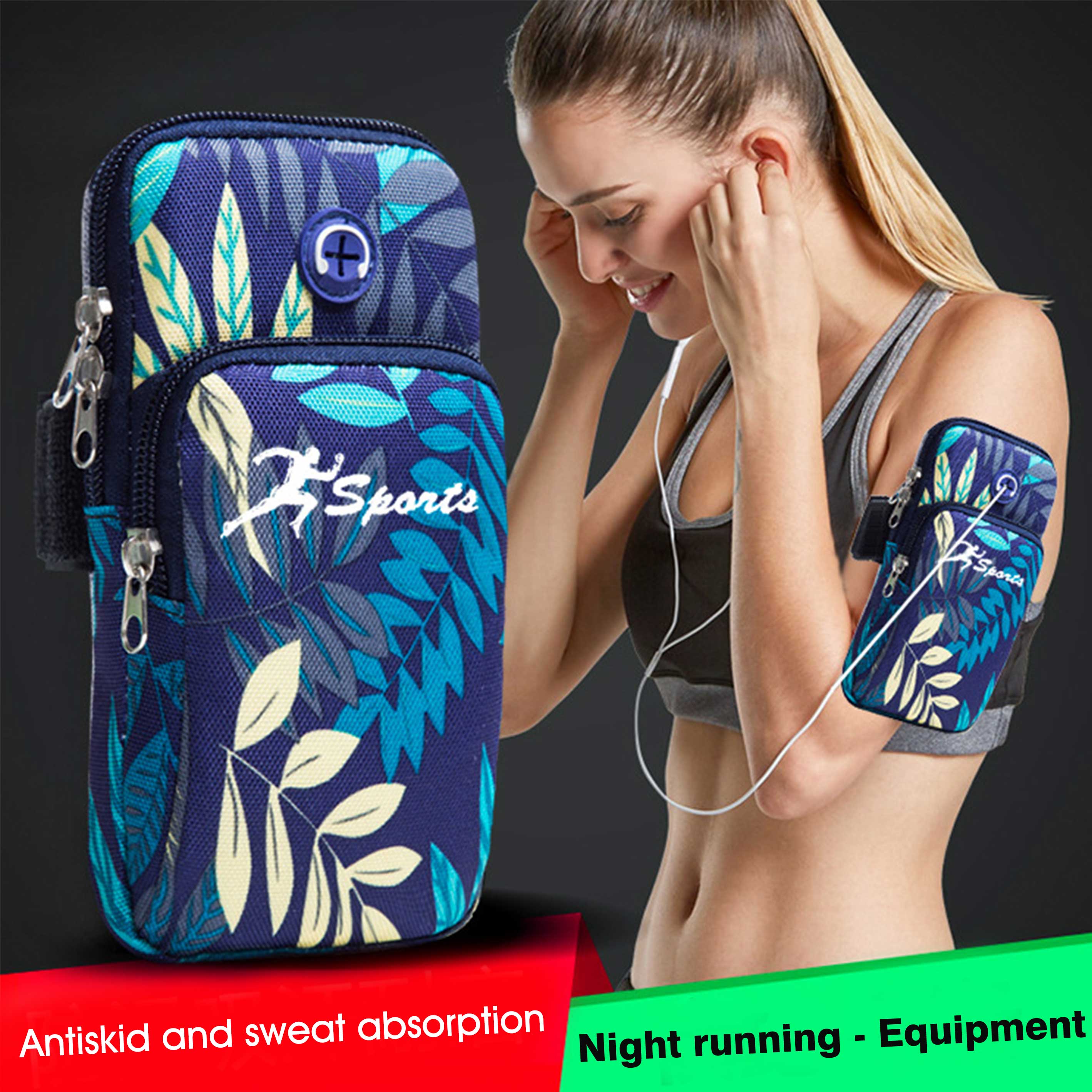 Elastische Sport Telefoon Houder Handsfree Zweet Absorberende Fitness Running Opslag Multi Layer Fietsen Arm Bag Anti Slip Ademend: 1