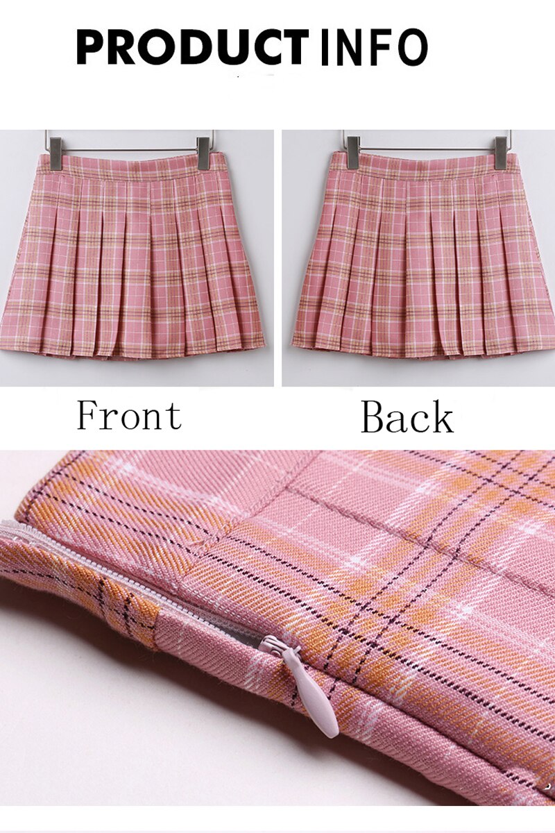 Skoleuniform nederdel plaid kort nederdel plisseret bomulds nederdel kvinder casual jk preppy style mini nederdel