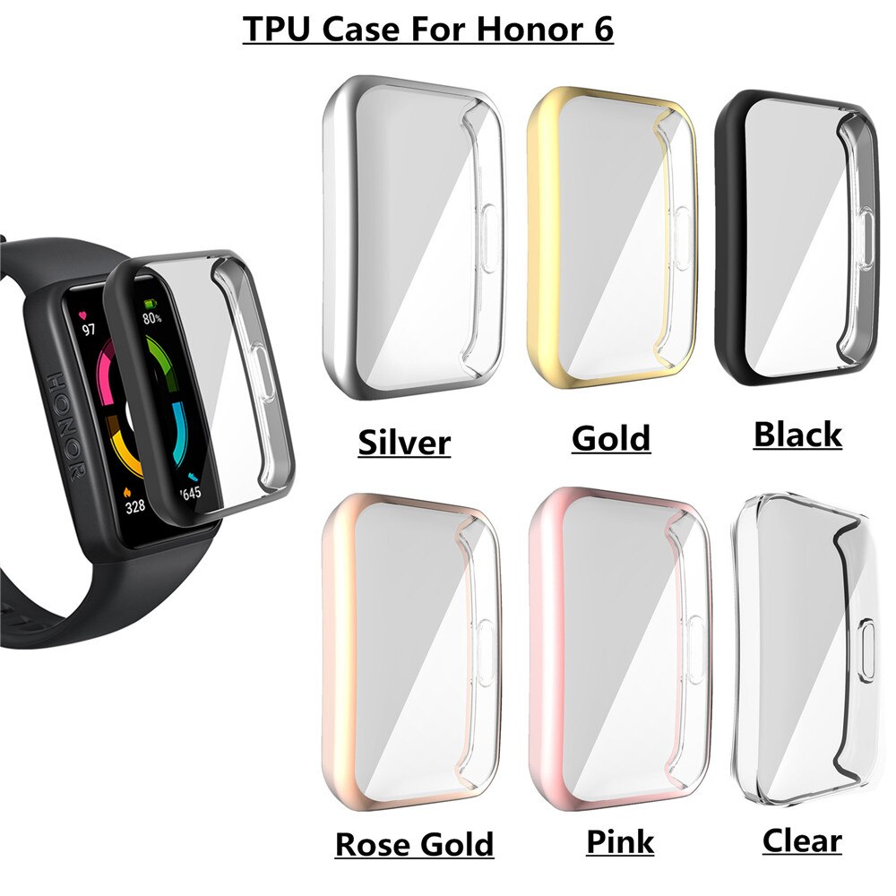 Funda protectora de TPU para reloj Honor Band 6, funda de silicona suave de cobertura completa, Protector de pantalla para Huawei Honor Band 6, accesorios