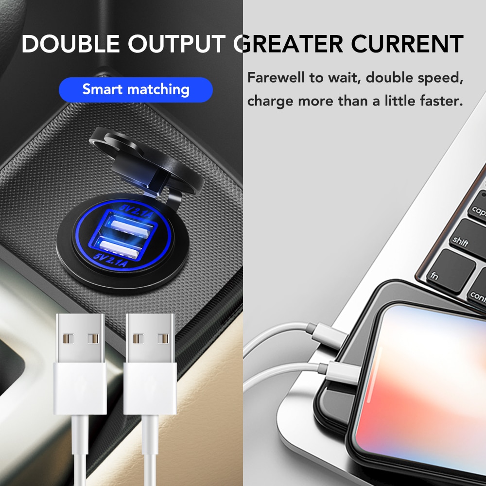 12V-24V LED Car Dual USB Charger Cover for volkswagen vw t5 polo golf 7 6 5 4 golf mk4 passat b6 b5 b7 touran jetta mk6