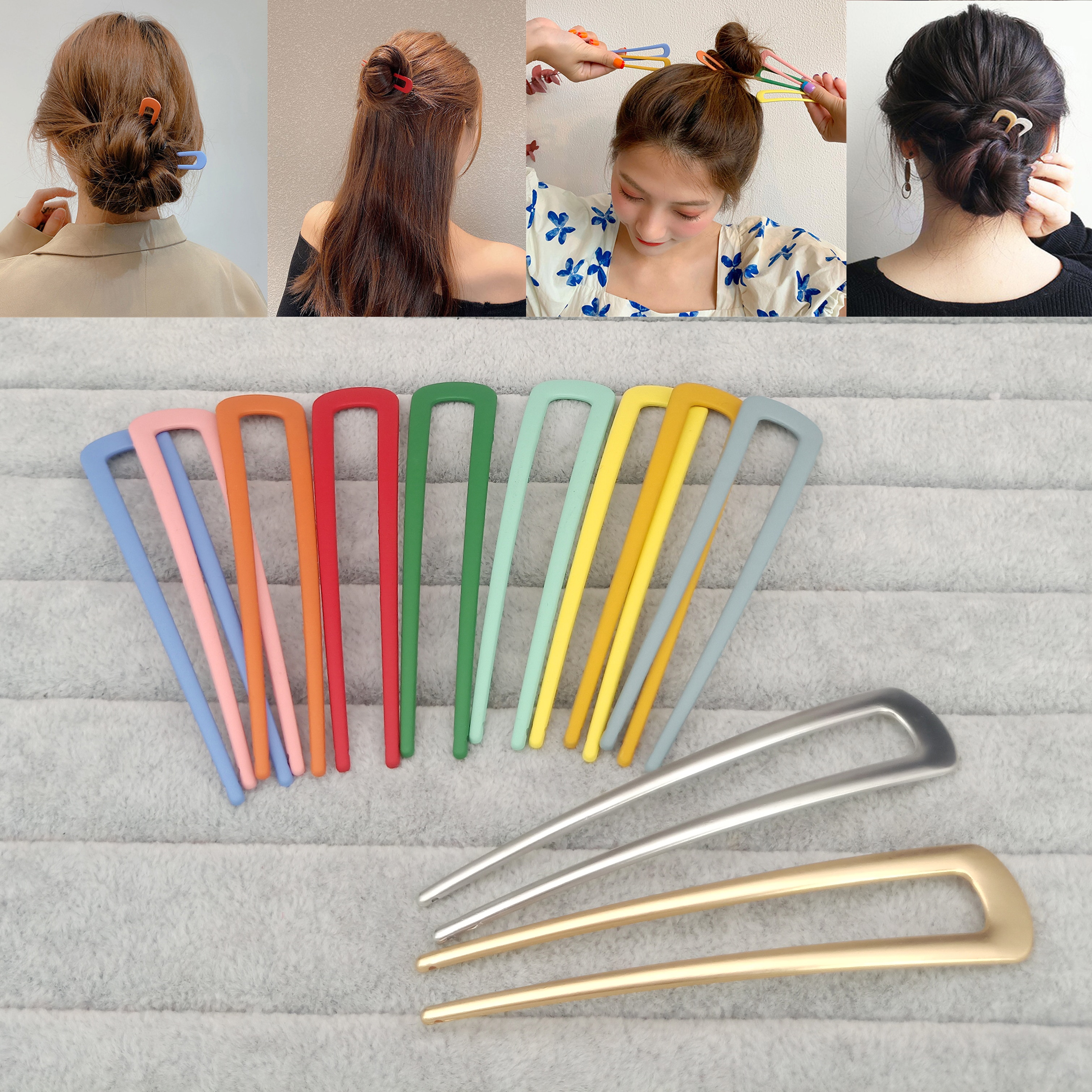 Bastón para el cabello estilo antiguo minimalista Simple para mujer, alfileres de aleación en forma de U, accesorios geométricos para el cabello para niña, joyería