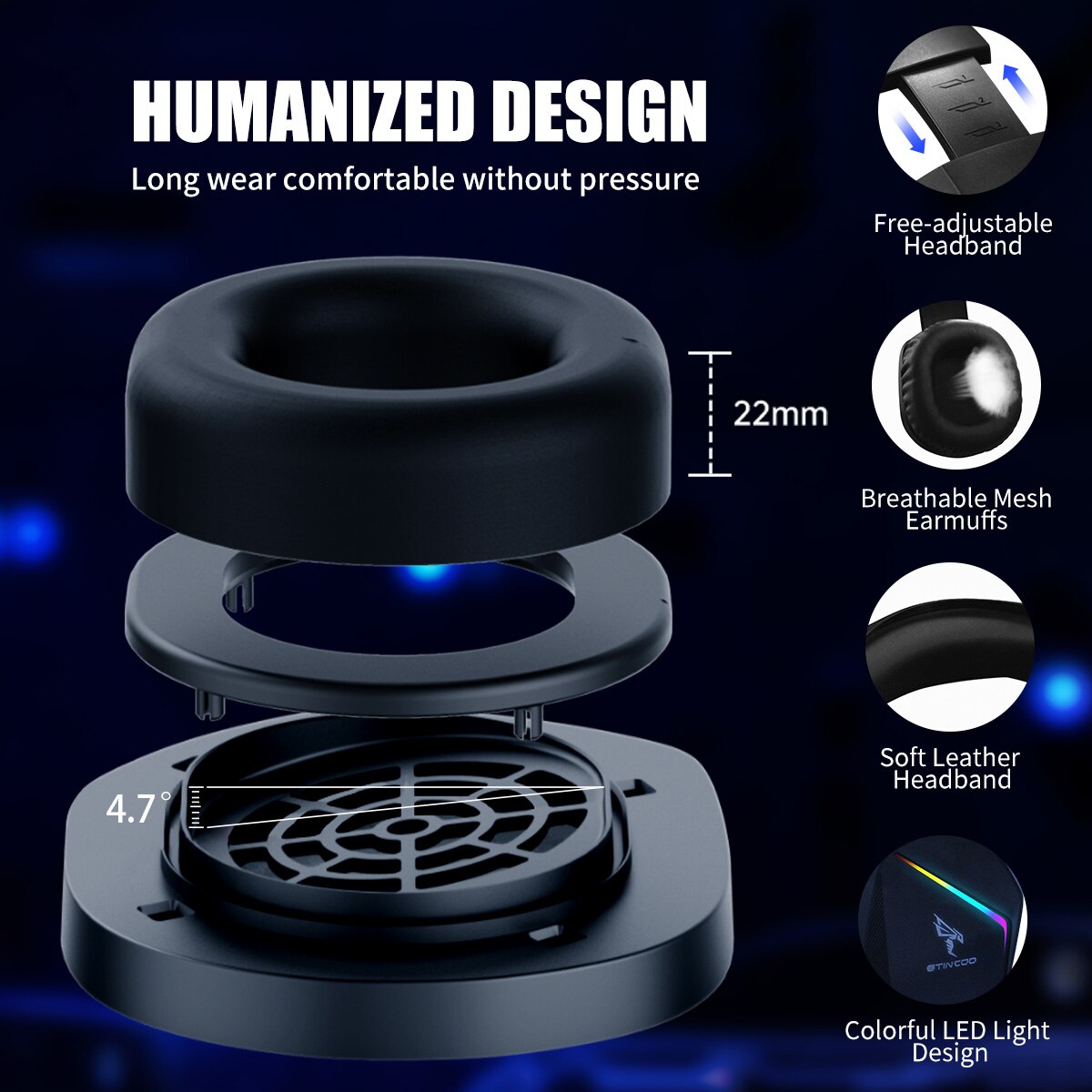 SOMIC Gaming Headset Game/Video/Live 3 Modes LED Headphones 7.1 Surround Sound Wireless/Wired for PC, Mac, Phone, Tablet GS401