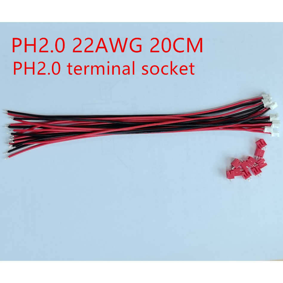 Luidspreker DIY-accessoire 22AWG 20CM PH2.0 mannelijke connector 10 sets 2-pins elektronische draden met aansluitstekkers, PH2.0 vrouwelijke stekker