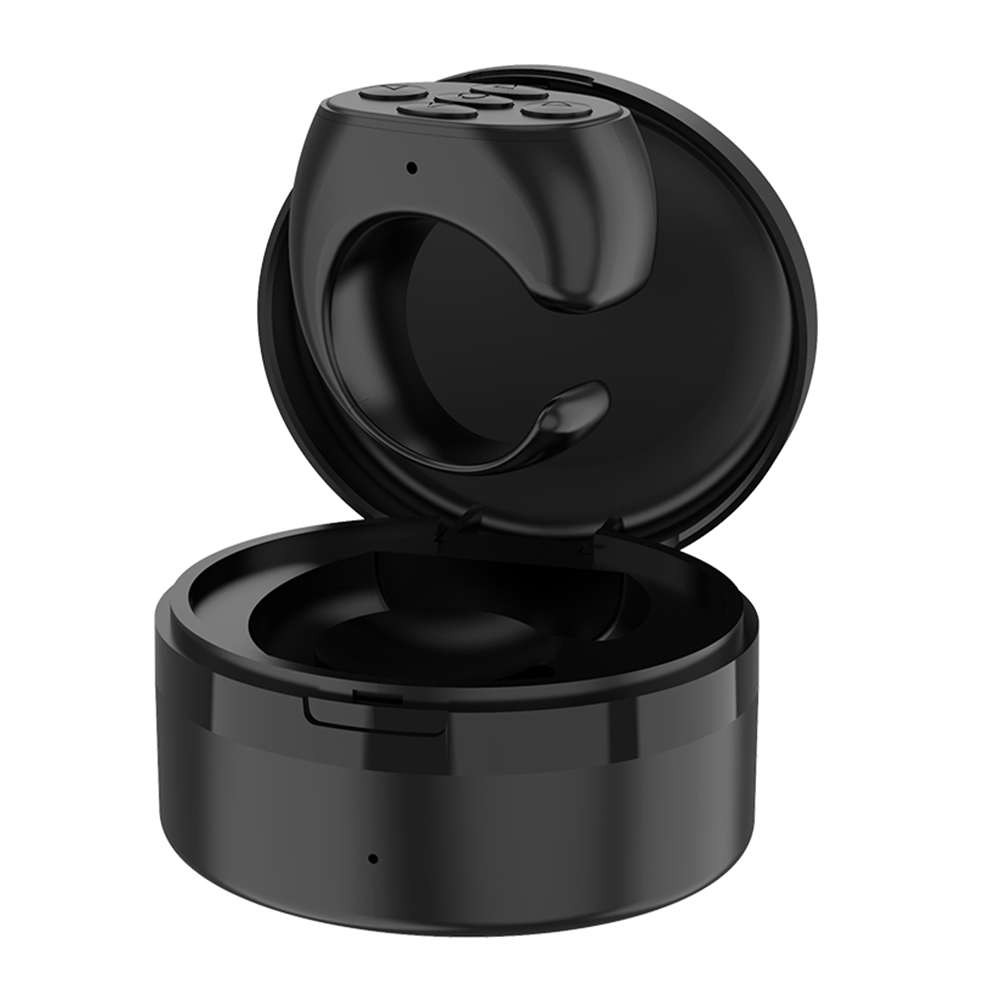 For TikTok Ring BT Remote Control with Charging Box Fingertip Selfie Video Controller Automatic Page Turner Browsing For Phone: black