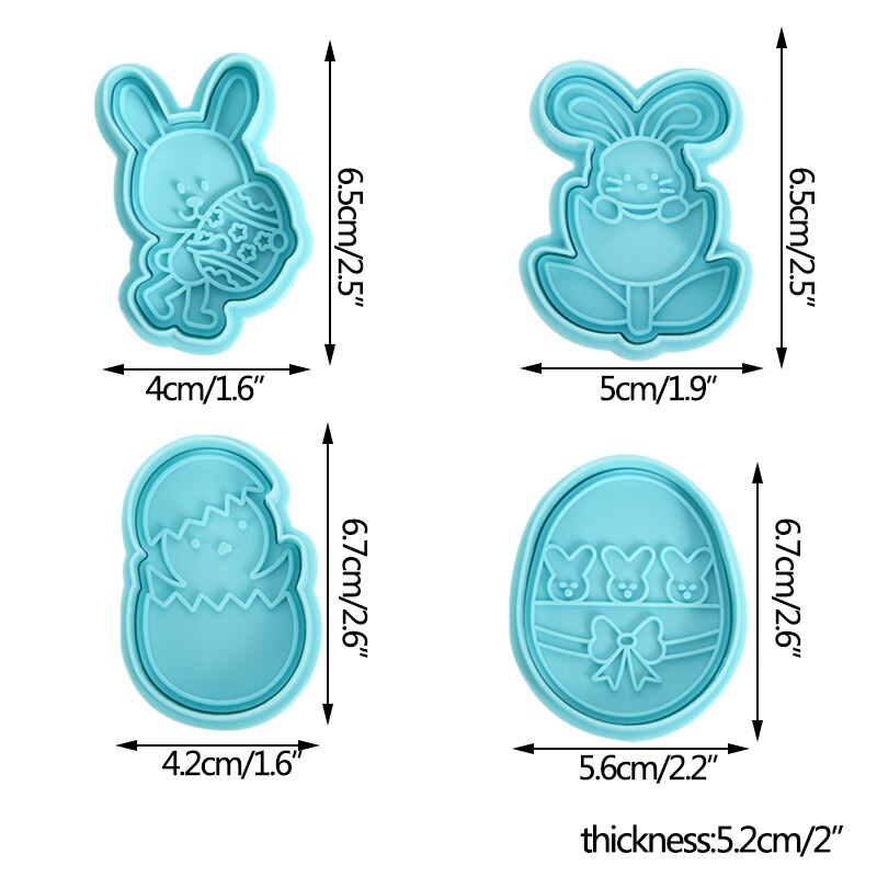 Happy Easter Bunny Egg Plastic Baking Mold Kitchen Biscuit Cookie Cutter Pastry Plunger 3D Fondant DIY Cake Decorating Tool: hf139B01