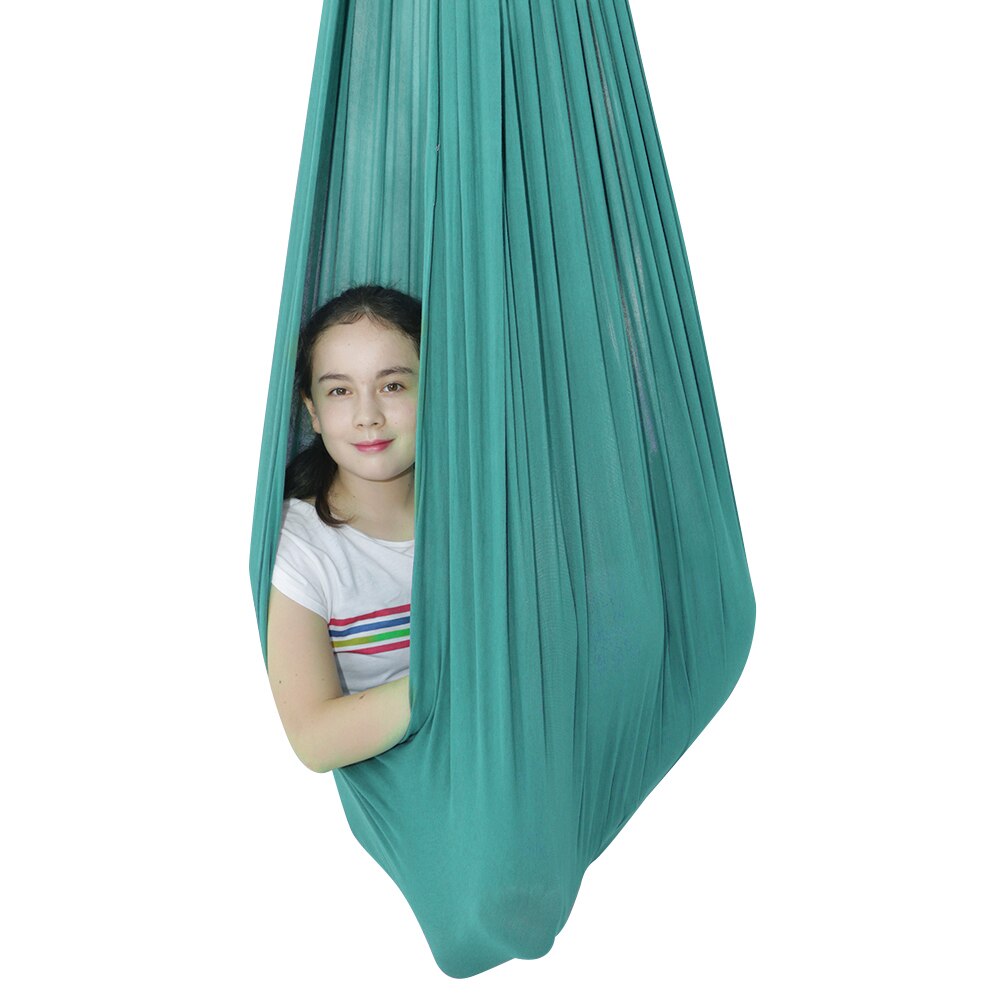 Outdoor Indoor Kids Volwassen Zintuiglijke Opknoping Hangmat Swing Vel Vest Steady Kalmerende Mesh Swing 250Kg Houdt Stoel Seat Sterke touw: 1pcs green