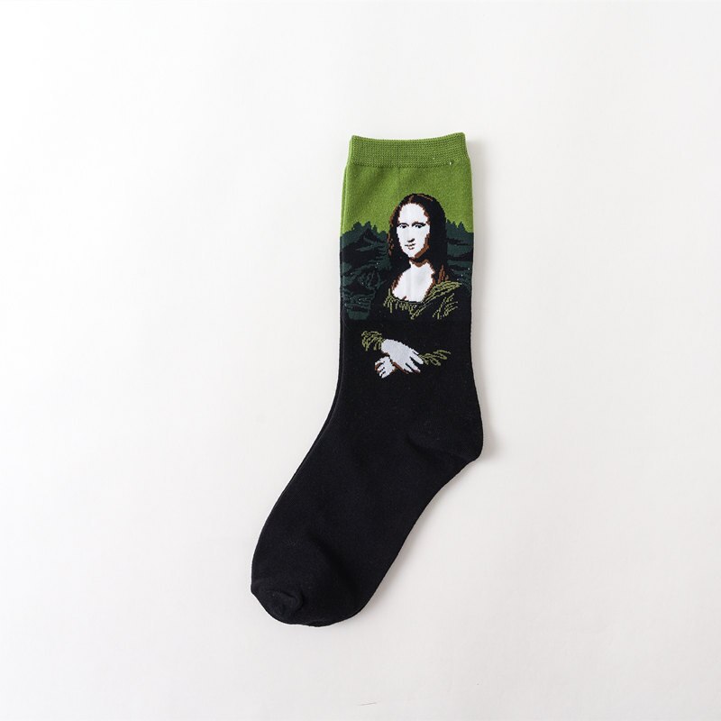 1pair Autumn winter Retro Art Sock Van Gogh Mural World Famous Oil Painting Series Men Women Socks Funny Socks: 16