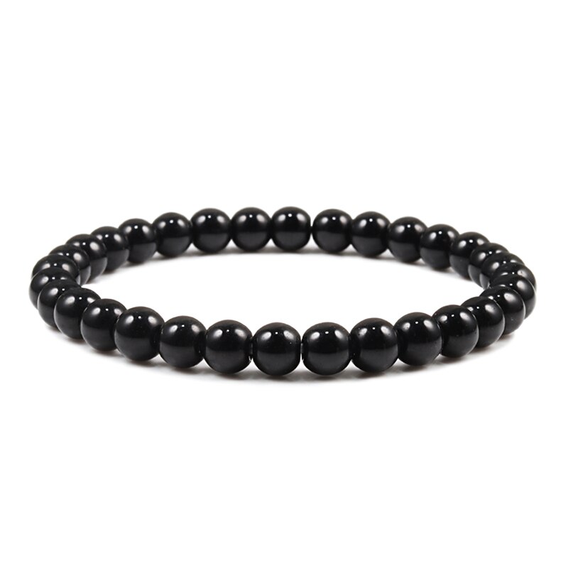 Trendy 6Mm Zwart Wit Kralen Armbanden Natuurlijke Lava Steen Tijgeroog Turkoois Classic Elasticiteit Bangles Voor Vrouwen Mannen Sieraden: Black light