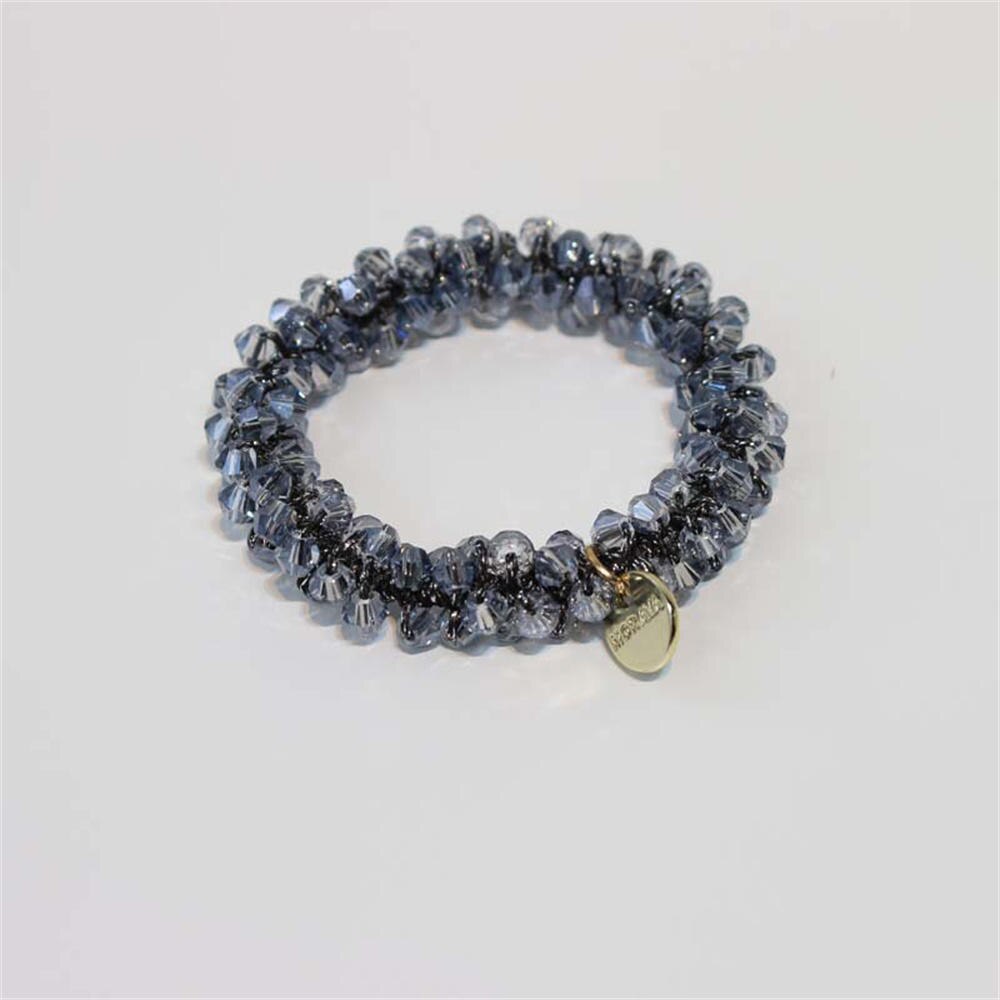 Anneaux de cheveux en perles de cristal pour femmes, attaches de perles, supports de queue de cheval, accessoires pour cheveux, bande élastique pour cheveux, chouchous pour filles, bracelet: Bleu