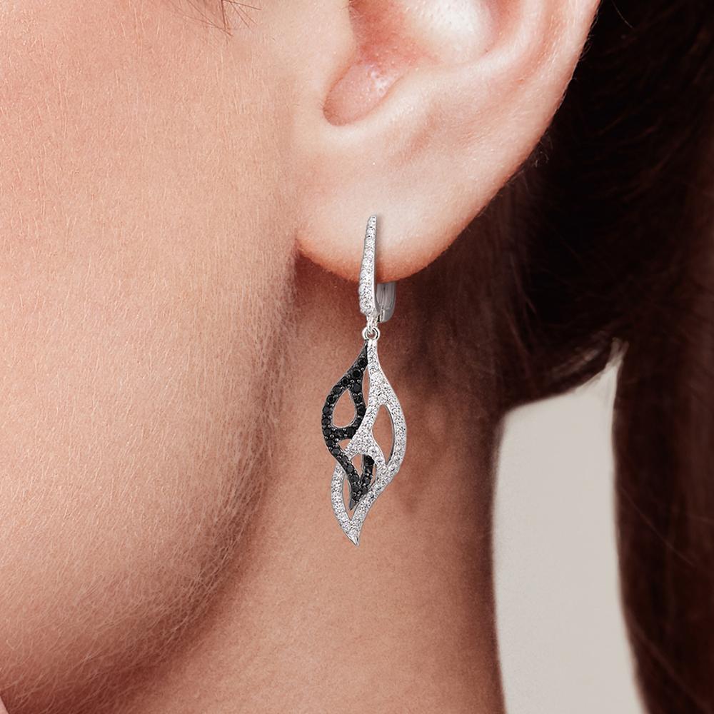 Santuzza Zilveren Oorbellen Voor Vrouw Pure 925 Sterling Zilver Zwarte Spinel Wit Zirconia Verlaat Klassieke Fijne Sieraden