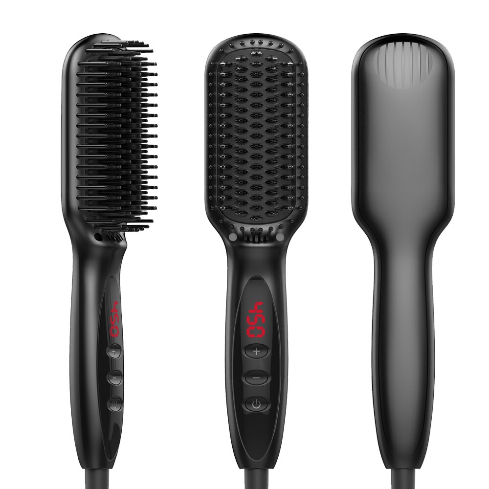 Plancha de pelo eléctrica, peines, plancha de cerámica iónica, cepillos para alisar la barba, calentamiento rápido, función anti-escaldaduras para hombres