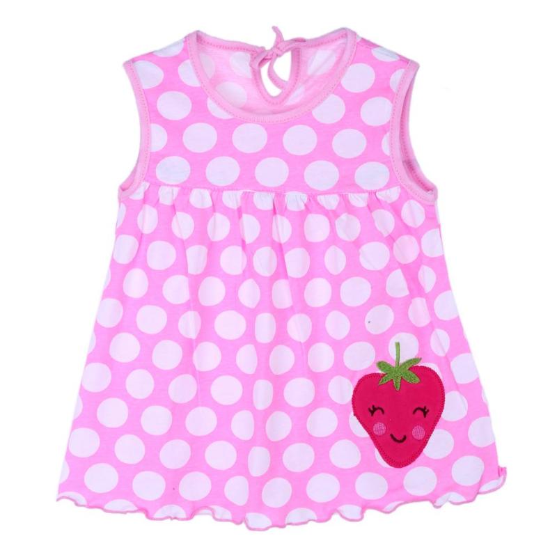 Summer Girls Dresses Newborn Baby O-neck Sleeveless Cotton Princess Mini Casual Dress Child Cute Pattern Decor Dot Clothes