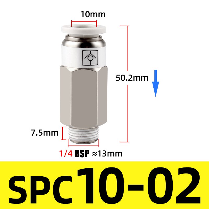 M5 1/8" 1/4" 3/8" 1/2" BSP Thread Pneumatic Check Valve One Way Non-return Valve One Touch Qucik Fitting Connector Coupling: SPC 10-02