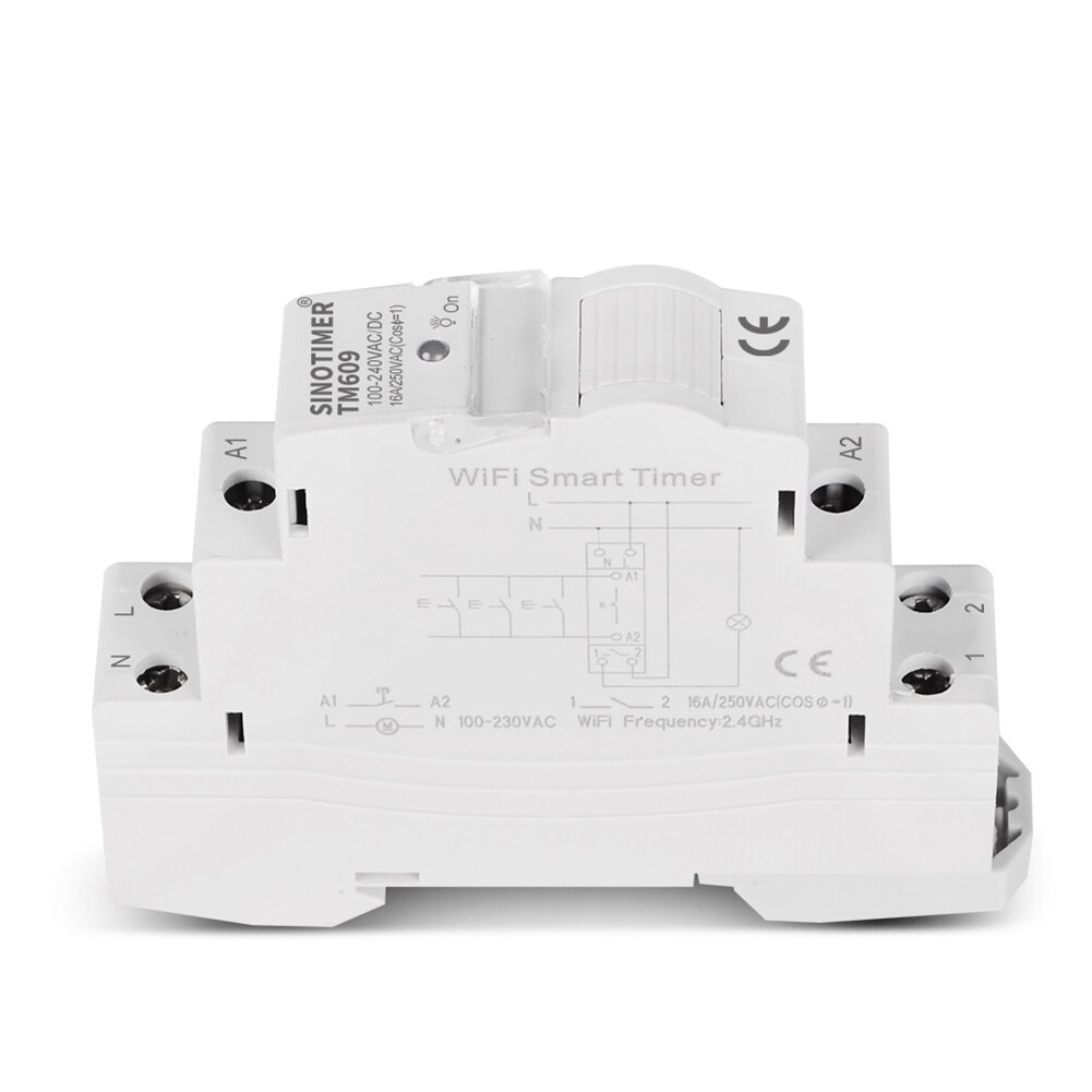TM609 Smart Wireless Remote Control WiFi Timer 100-240V 16A Rail Timer Switch Household WiFi Timer Works with Tuya APP