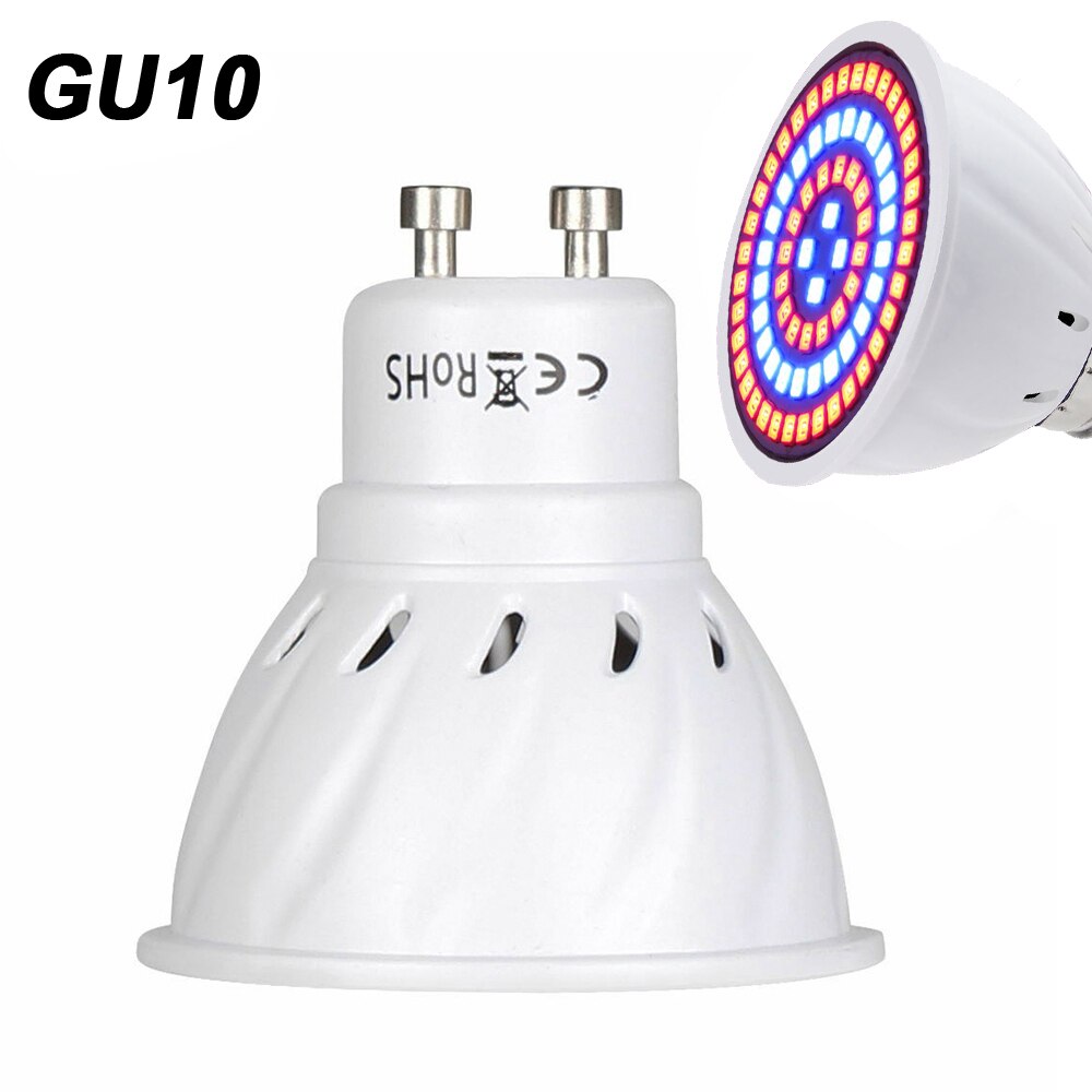 LED Plant Grow Light Bulb E26 E27 E14 MR16 GU10 B22 48LEDs-300LEDs for Flowers Vegetables Greenhouse Hydroponic Growing D30: GU10 / 48LEDs 220V