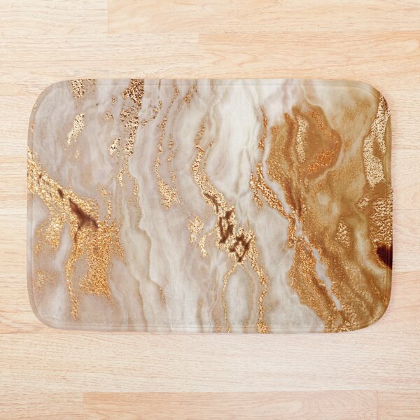 Glamorous Gold Glitter Vein Marble With Copper Sparkles Bath Mat Bathroom Bath Mat Set Mirrofiber Cartoon Bath Rug Set