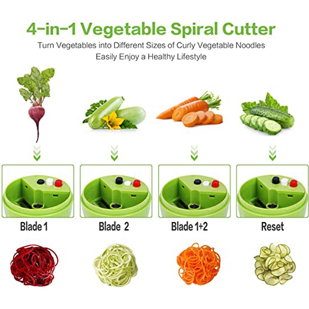 Handheld Spiralizer Vegetable Slicer,3 in 1Heavy Duty Veggie Spiral Cutter,For Carrot, Fruit,Salad Noodle Spaghetti Zucchini