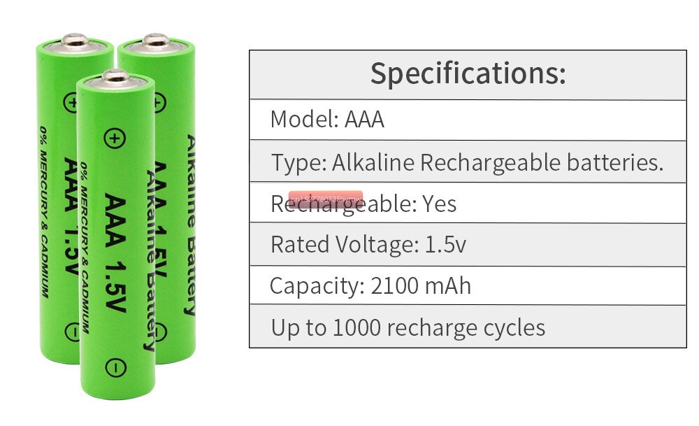 1-4pc Brand 2100mah 1.5V AAA Alkaline Battery AAA rechargeable battery for Remote Control Toy light Batery