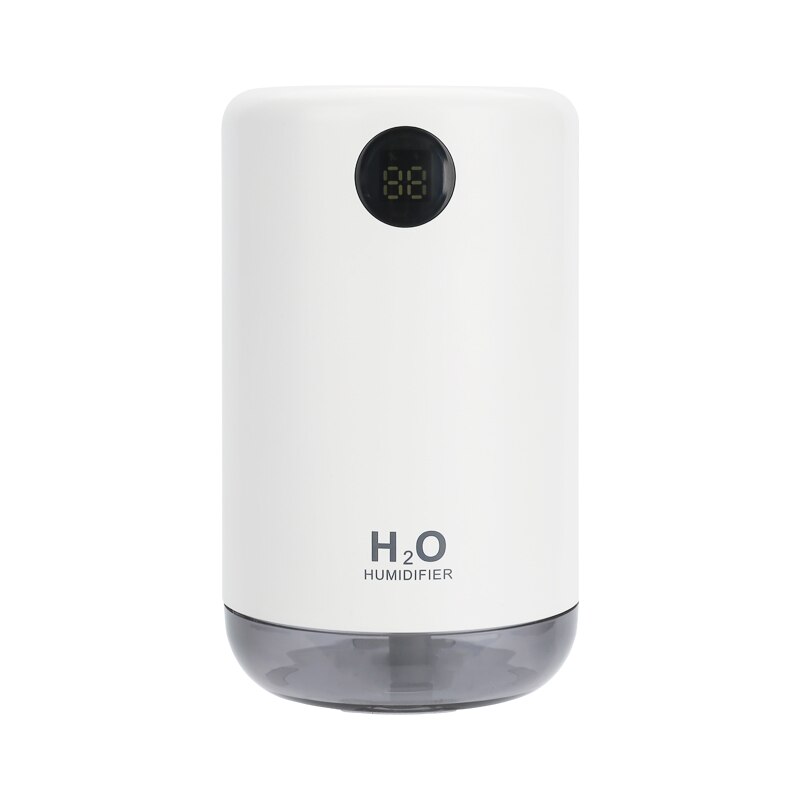 H20 Diffuser 500Ml 2000Mah Batterij Mini Diffuser Ultrasone Mute Desktop Luchtbevochtiger Led Display 3 Kleuren: WHITE