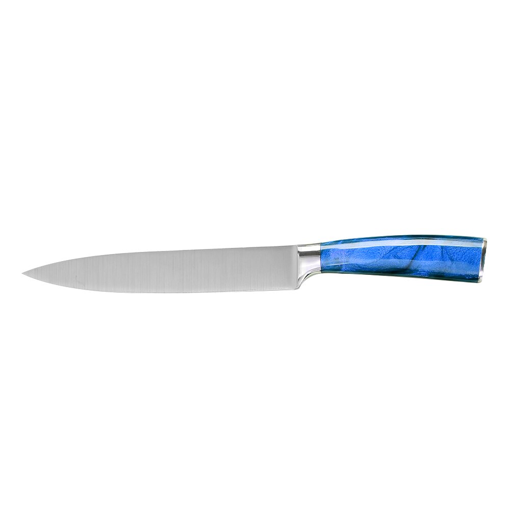 Pro Kitchen Knife Set Unique Blue Resin Handle Stainless Steel Chef Knife Santoku Slicer Paring Knives Traditional Cooking Tools: 8 inch Slicing Knife