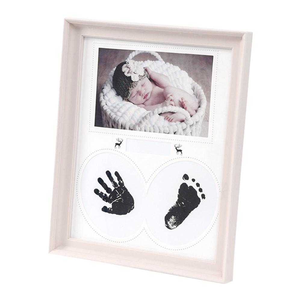 Baby Fotolijst Handafdruk Footprint Opdruk Kit Pasgeboren Hand Stempelkussen Fotolijst Baby Voetafdruk Baby Souvenirs Verjaardagscadeautjes: Pink