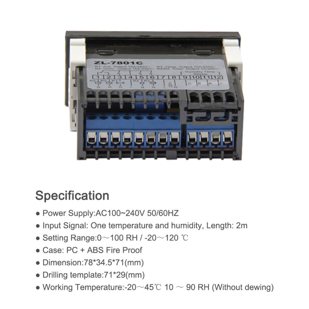 ZL-7801C Poultry Egg Incubator Temperature and Humidity Controller LCD Digital Incubator Incubation Humidity Controller 220V