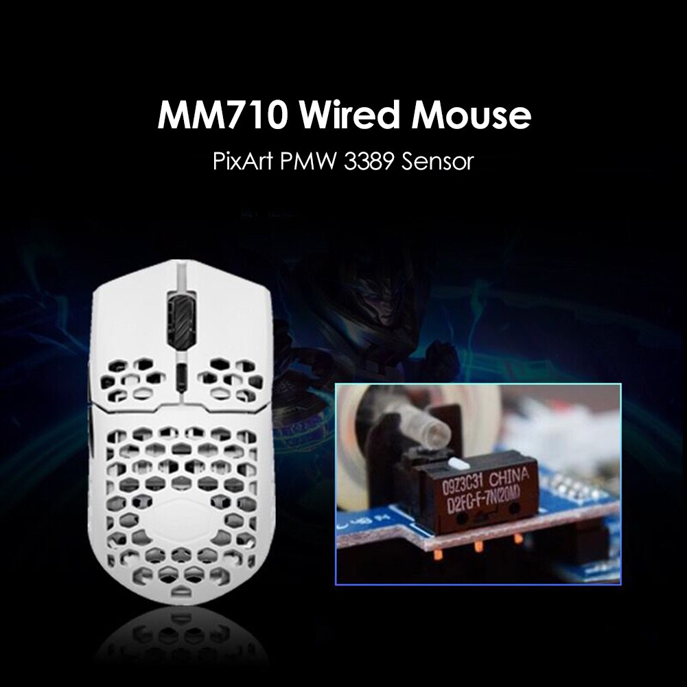 MM710 Gaming Mouse 7 Gears 16000 DPI Adjustable Honeycomb Shell USB Wired Mice for Home Office Gamer