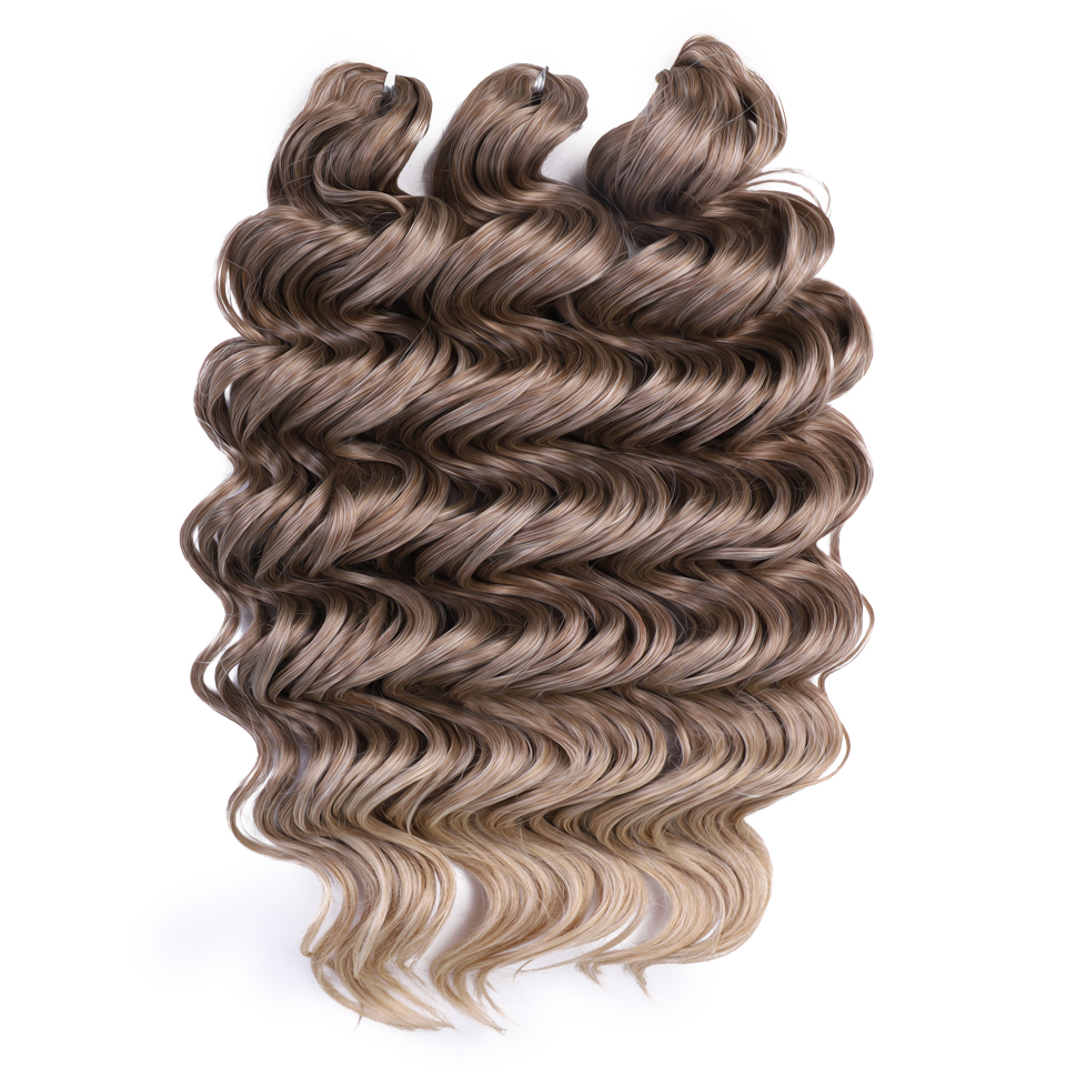 Extensiones de cabello trenzado de arcoíris, pelo sintético ondulado profundo, Passion Twist, Crochet, 24 pulgadas/60cm, ombré, marrón, Rubio: T1B/púrpura