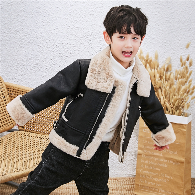 Jongen Jassen Lederen Winter Fleece Kids Jassen Kinderen Bovenkleding Herfst Winter 9BBT051