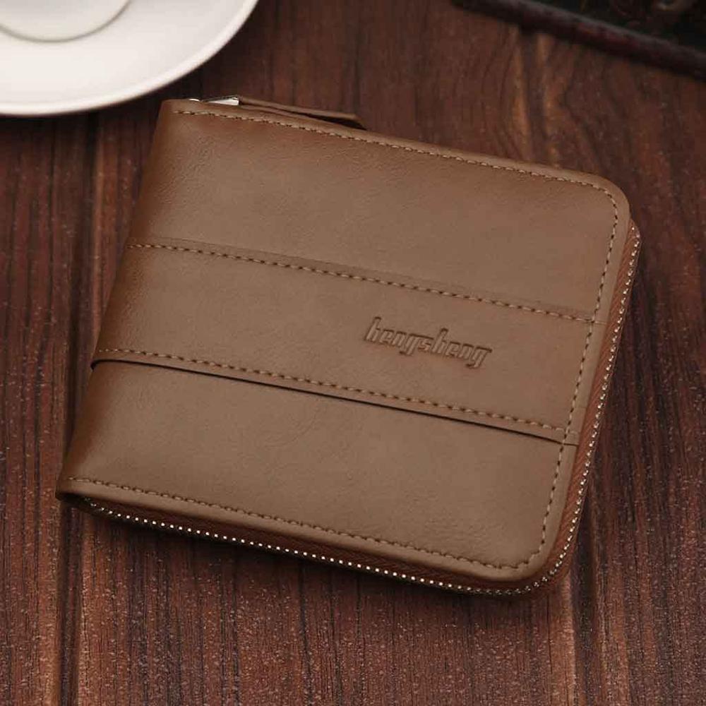 Male Vintage Men's Short Wallet Men Leather Clutch Wallets Purses First Layer Leather Multi-Card Bit Retro Card Holder