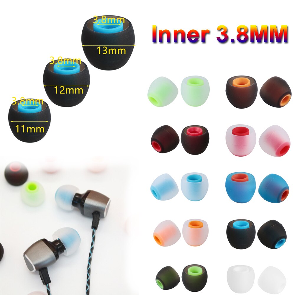 3.8mm Silicone Ear Tips 12pcs In-ear Earphone Covers Cap Earbuds Rubber Headphone Replacement Earplug Pads Cushion