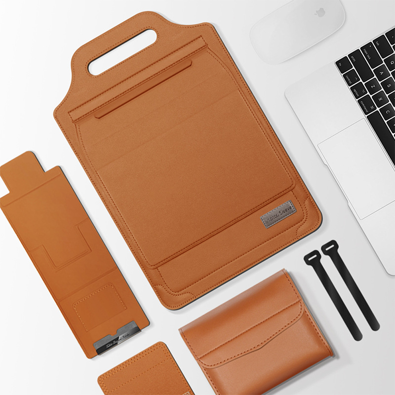 Bärbar multifunktionell laptopväska med justerbart laptopstativ och telefonställ för apple, macbook och huawei: Ljusgul / 1-5 celler
