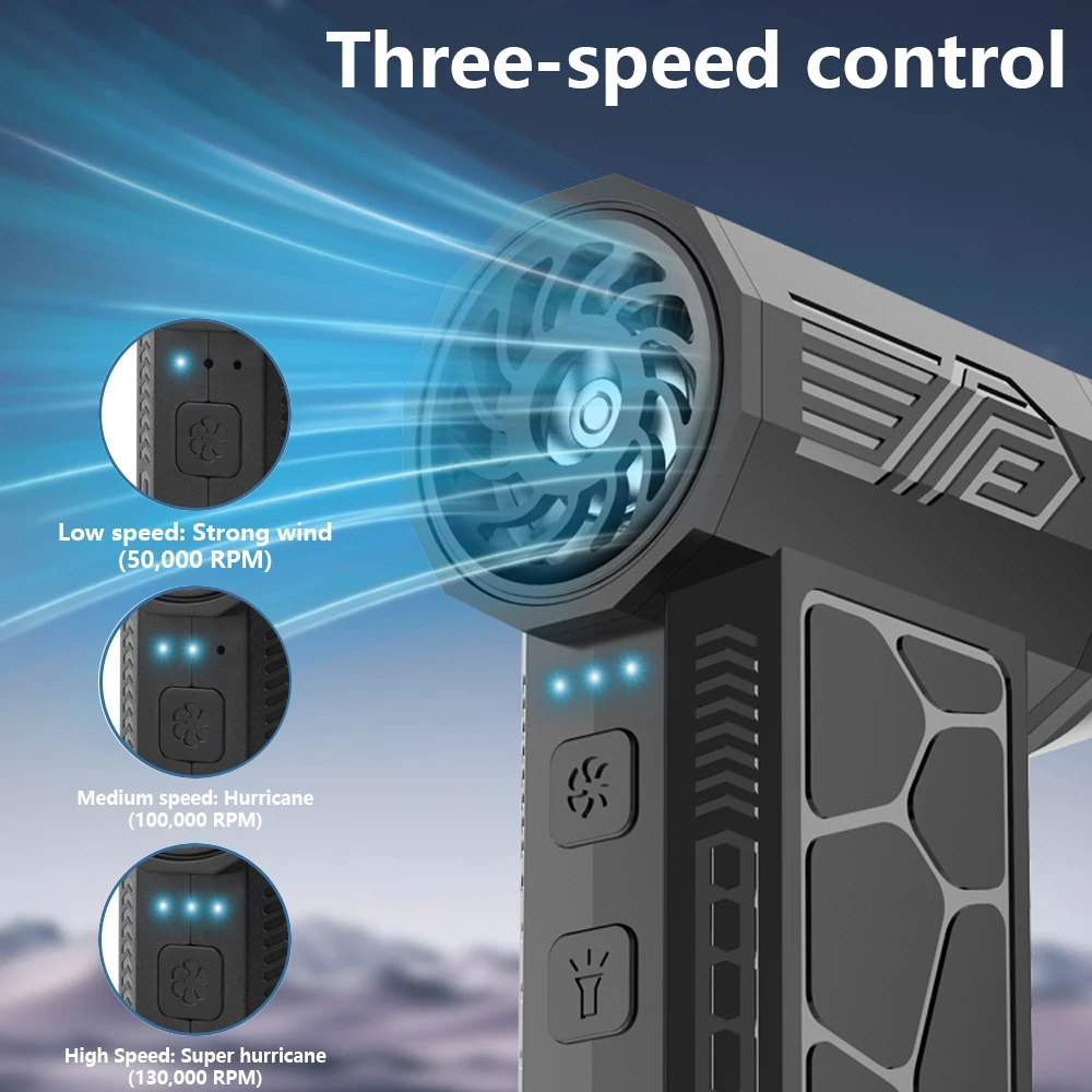 Draadloze hogesnelheidsföhn voor motorfietsen 130000 RPM, hand in hand draagbare stofverwijdering en reiniging/drogen op regenachtige dagen