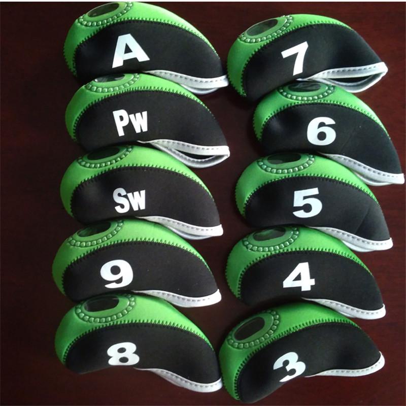 None 10pcs/set Number Pattern Golf Iron Rod Head Covers Protector Golf Rod Sleeve Accessories: green