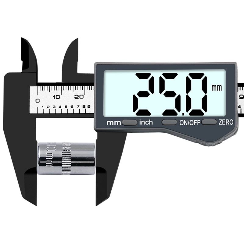 Vernier Caliper 6" 0-150mm/0.1mm Carton Fiber Composites Calipers Gauge Micrometer with Extra Large LCD Screen