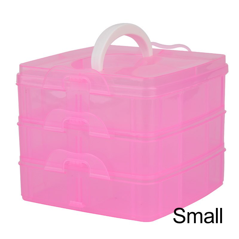 Nonvor 3 Layers 18 Compartments Clear Plastic Storage Box Multifunction Empty Box Jewelry Bead Container Sewing Tools Organizer: Rose Red