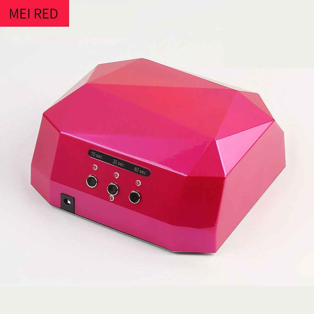 36w uv led neglelampe automatisk sensor 16 lys uten spirallys uv led tørketrommel all gellakk maskin nail art verktøy: Rosenrød