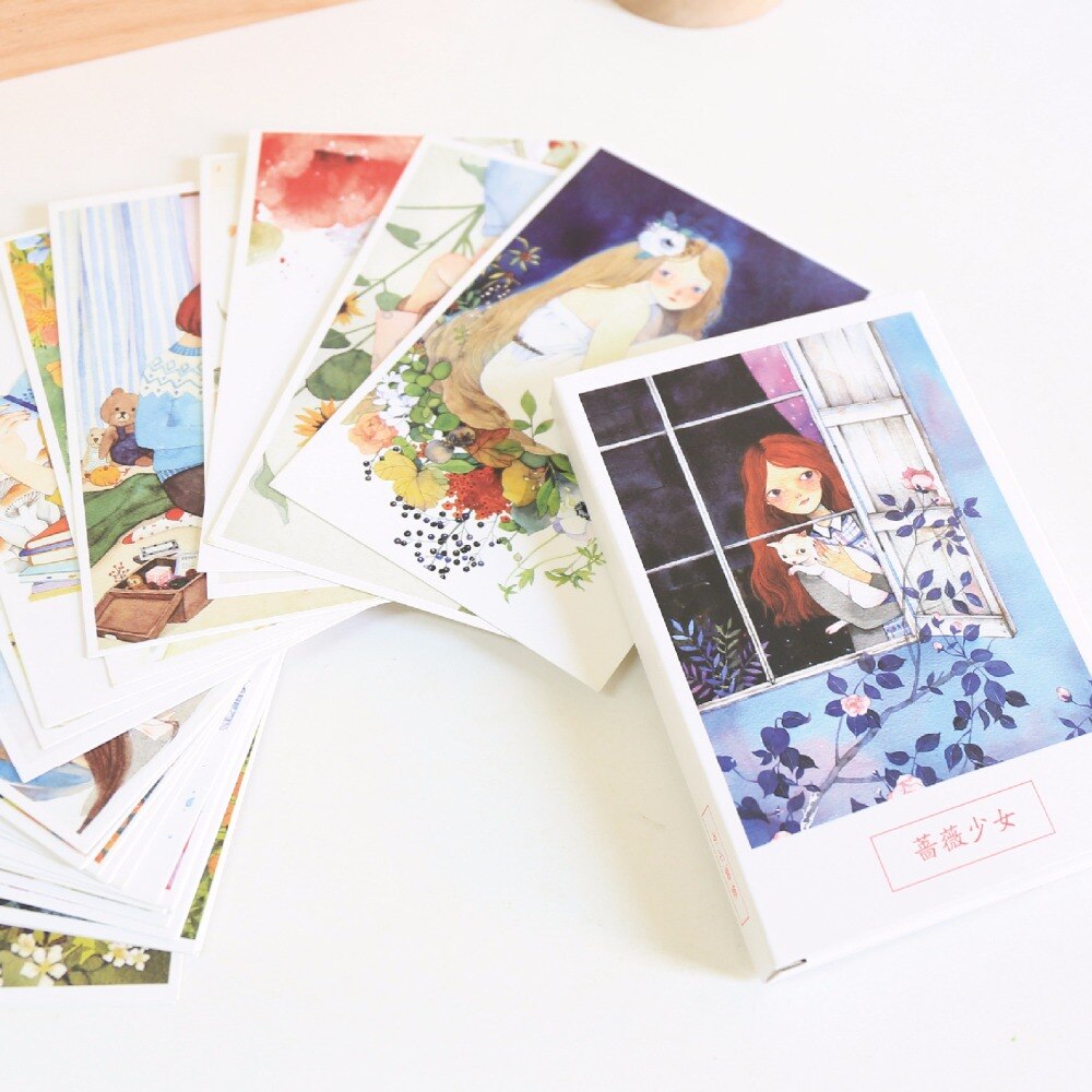 Rozen Maiden-30 hojas/juego, tarjeta de felicitación/mensaje/tarjeta de de Sobre Carta de cumpleaños