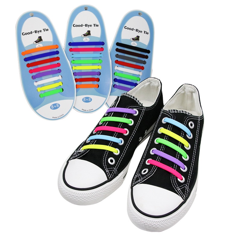 cordones elasticos zapatillas cordones zapatillas cordones elasticos cordones de calzado Cordones elásticos de silicona para zapatos para hombre y mujer, cordones especiales de goma, 13 colores, 16 unids/lote