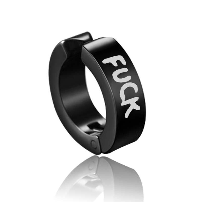 1 Stuk Punk Titanium Staal Print Patroon Zwart Goud Zilver Kleur Eenvoudige Oorringen Voor Vrouwen Mannen Partij Sieraden: 9