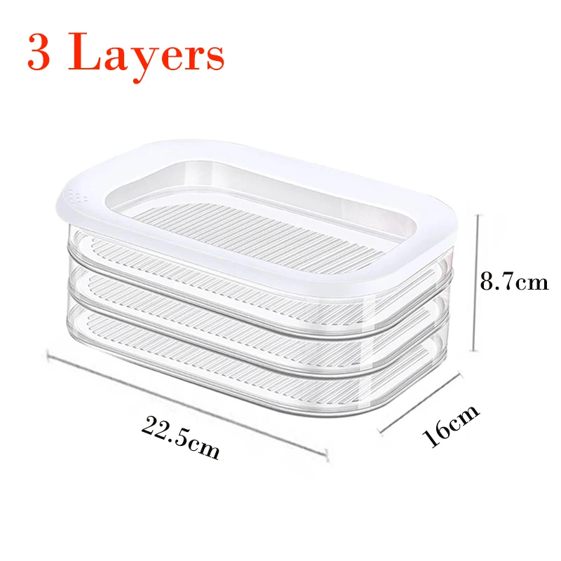 Crisper refrigerado con tapa, contenedores de carne a prueba de fugas para nevera, caja de almacenamiento de carne asada congelada transparente, accesorios de cocina: Rojo