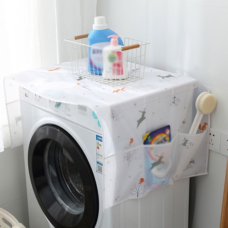 Blomstertryk bomuld vaskemaskine dækning universal husstand køleskab lomme støvtæt dækning hjem tekstil støv klud