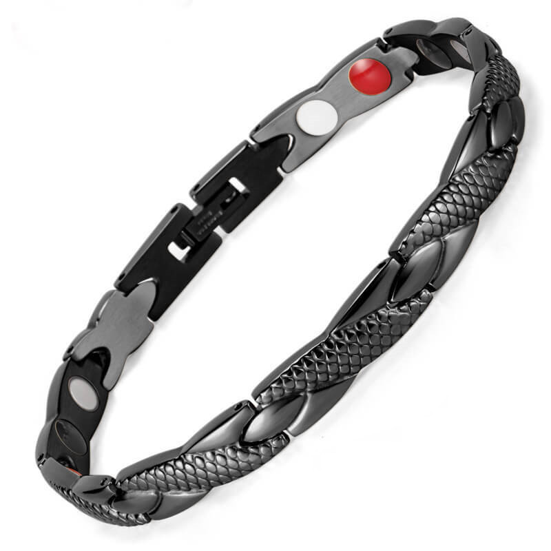 Bracelet magnétique torsadé pour femmes et hommes, bijoux de soins de santé en acier inoxydable: Black