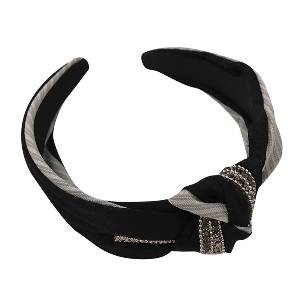 Randigt prickigt pannband för kvinnor vintage elastiskt hårband turban huvudinpackning klassisk kors huvudbonad håraccessoarer ya