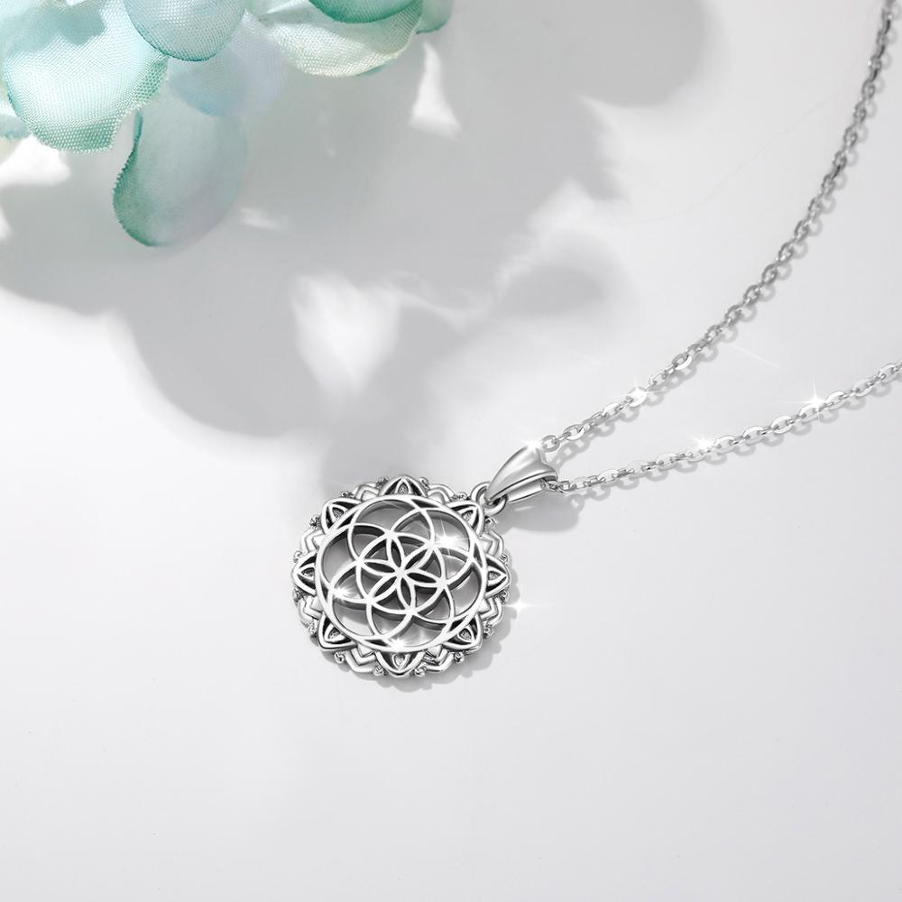 Eudora 925 Sterling Zilveren Geometrische Zaad Van Leven Hanger Neckalce Ierse Celtics Knoop Ketting Fijne Sieraden Voor Vrouwen CYD396
